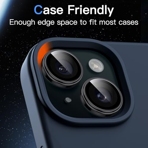 JETech Camera Lens Protector for iPhone 15/15 Plus, Black, 1 Set