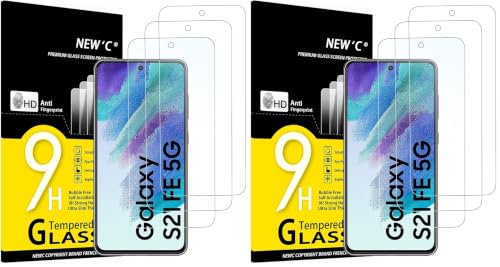 NEW'C 6 Pack Designed for Samsung Galaxy S21 FE 5G Screen Protector Tempered Glass,Case Friendly Scratch-proof, Bubble Free, Ultra Resistant - size: S21 FE 6.4 inches (Pack of 2)