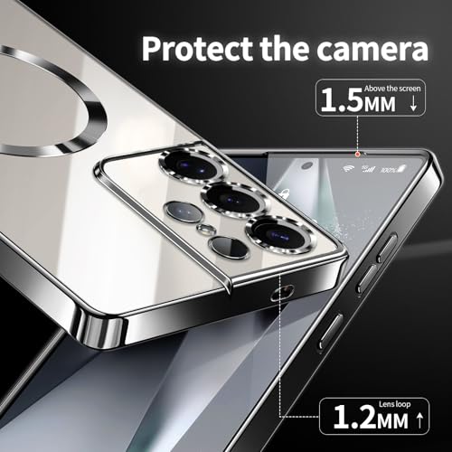 Hurgoer for Samsung Galaxy S21 Ultra Case.Soft TPU Electroplated Frame Cover with Clear Back.Drop Tested Protective Full Body Case.Thin Light Slim【Not Magsafe】 (Black, S21 Ultra) - color: Black, size: S21 Ultra