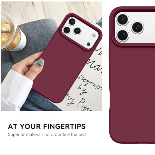 GUAGUA Compatible with iPhone 17 Pro Max Case 6.9 Inch Liquid Silicone Soft Gel Rubber Slim Thin Microfiber Lining Cushion Texture Cover Shockproof Protective Phone Case for iPhone 17 Pro Max,Wine Red - color: Wine Red, size: iPhone 17 Pro Max