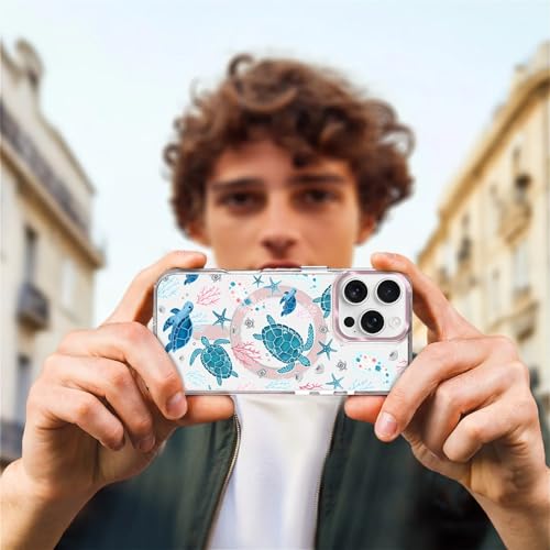 VisEnt Clear Case for iPhone 16 Pro, Magnetic Phone Case, Transparent Slim Cover, Military Grade Protection, Shockproof, Anti-Yellowing, Scratch Resistant, Sea Turtle Paisley - color: Sea Turtle Paisley, size: Iphone 16 Pro
