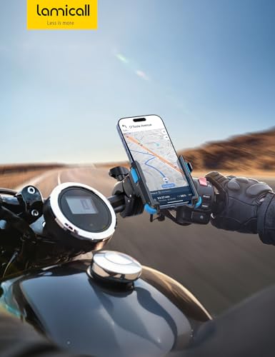 Lamicall Motorcycle Bike Phone Mount, 1s Quick Release Bike Phone Holder - color: Blue