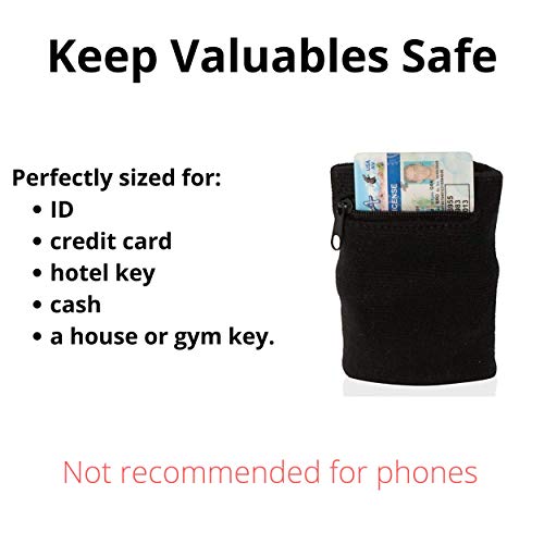 Suddora Zipper Wrist Pouch - Sweatband/Wristband Wallet for Keys, ID, Cards, Cash - color: Grey