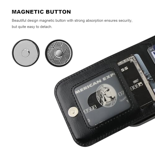 KIHUWEY for iPhone 17 Wallet Case Card Holder Kickstand, Black | Credit Card Slots, PU Leather, Magnetic Clasp, Flip Heavy Duty Protection Cover for Men and Women - color: Black