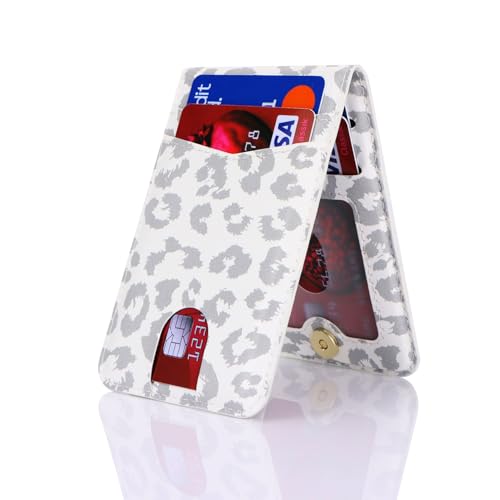 Cavor Compatible with Magsafe Wallet, Magnetic Wallet, Leopard White - color: C-Leopard White