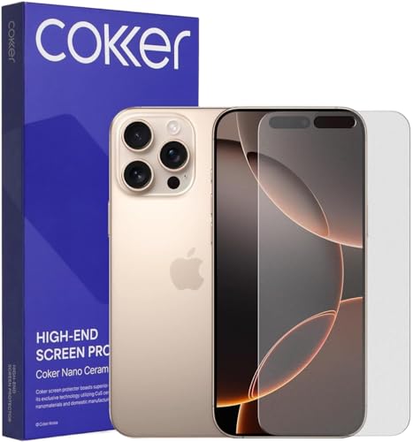 COKER [2 PACK Matte Screen Protector for iPhone16 Pro, Korean Precision Paperfeel 9H Hardness, Anti-Glare, Anti-Scratch, Anti-Fingerprint, Anti-Blue Light Easy Install for iPhone16 Pro - size: iPhone16 Pro