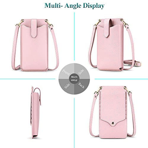Peacocktion Small Crossbody Cell Phone Purse for Women, Lightweight Mini Small Crossbody Bags for Women with Card Slots - color: 07-pink
