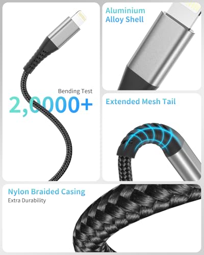 USB C to Lightning Cable 3FT, 3Pack MFi Certified iPhone Fast Charging Cord - size: 3 feet