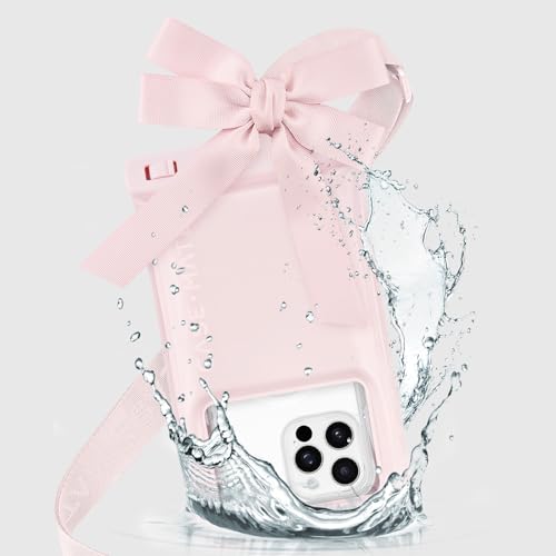 Case-Mate IP68 Waterproof Large Phone Pouch with Bow Design - Ballet Pink | Touchscreen Floating Waterproof Phone Case with Crossbody Lanyard - Fits All Phones - Beach Cruise Ship Travel Essentials - color: Ballet Pink