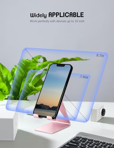 Aoviho Cell Phone Stand for Desk, Aluminum Phone Holder,Pink - color: Pink
