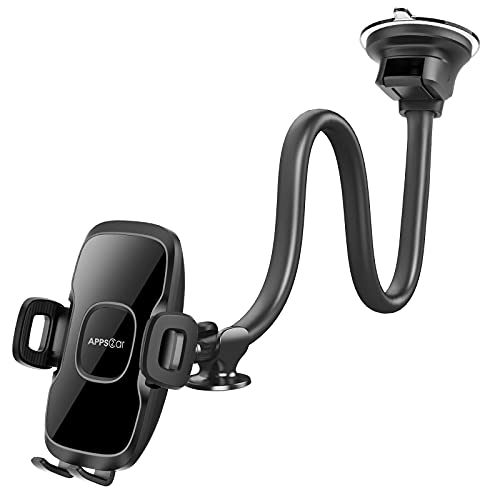 APPS2Car 14'' Gooseneck Car Truck Phone Holder, Windshield Phone Mount - color: Black Mirror