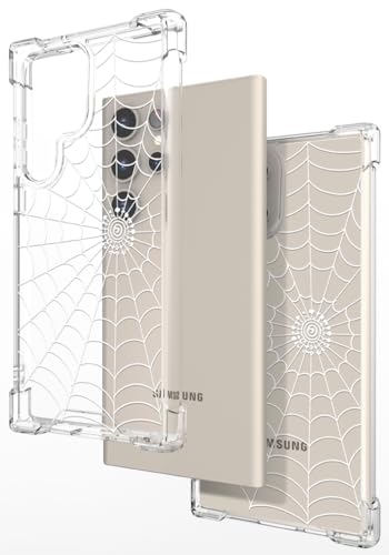 Hungo Galaxy S24 Ultra Case for Women Clear Design Cute,Girly Girls Case Compatible with Samsung Galaxy S24 Ultra Spider Web Design - color: Spider Web Design