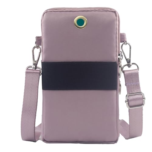 Small Crossbody Bag for Women, Multi Zip Pockets Nylon Wallet Purse Credit Card Holder with Detachable Hand Strap - color: Lightpurple