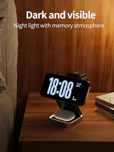 Portable 3 in1 Magsafe Wireless Charger Station for Apple iPhone, Multiple Devices, Foldable Travel Charging Stations, Magnetic Fast Charger with Light for iPhone 12-16 Series for Apple Watch & Airpod