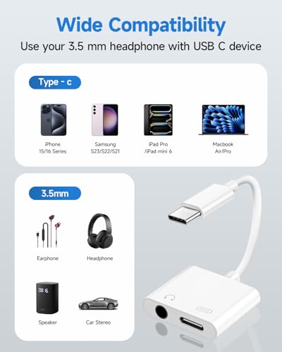 Criello USB C to 3.5mm Headphone and Charger Adapter - color: White, size: 100 Pack