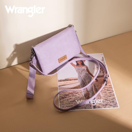 Wrangler Purple Wallets for Women Crossbody Wallet Purse Spring Bag RFID Blocking Bifold Large Clutch Credit Card Holder Purse - color: B-light Purple