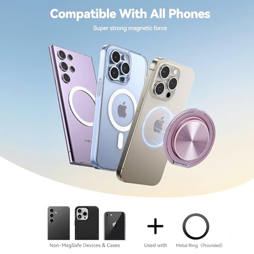 Cell Phone Grip for with Kickstand, Secure Hold for iPhone Cases, Adjustable Foldable Desktop Phone Holder Cradle Dock Compatible (Purple Stainless Steel) - color: Purple Stainless Steel