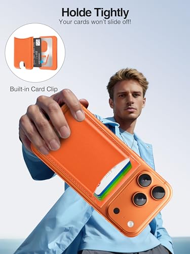 TopMade for MagSafe Wallet Works with Find My, Strongest Magnetic Wallet - color: Orange