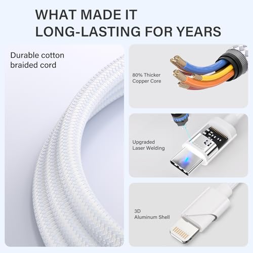 3 in 1 USB C Cable for Apple Watch Charger,iPhone 17/16/15,Lightning 4FT