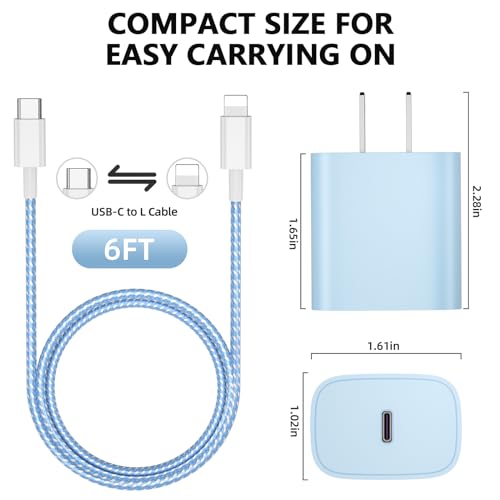 Phone Charger Fast Charging, 4 Pack 20W USB C Wall Charger Block with Cable