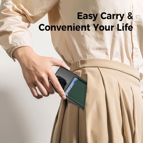 for MagSafe Wallet with Mirror, 4 Card Holder RFID Blocking Stand - color: Green