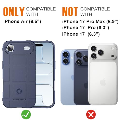 Rugged Shield Case for iPhone Air (6.5"), 8ft Military Drop Proof, Wear Resistant Tactical Cover, Navy Blue - color: Navy Blue, size: iPhone Air
