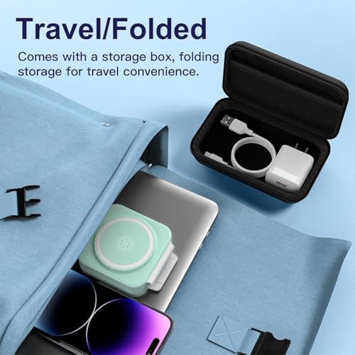 3 in 1 Charging Station for Apple,Magnetic Foldable Charger for Travel - color: GREEN