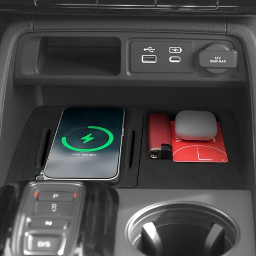 Wireless Charging Anti-Slip Mat Compatible with Honda 2023-2026 Pilot & 2026 Passport Accessories Wireless Charging Mat with Indicator Light Port Center Console Liner Black Silicone Material