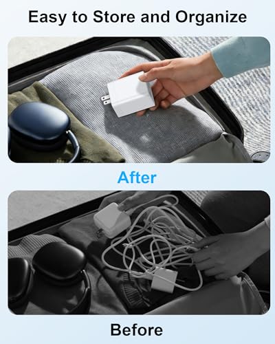 35w Retractable iPhone Wall Charger USB C, 3-in-1 Fast Charging Block - color: Retractable Wall Charger-Black