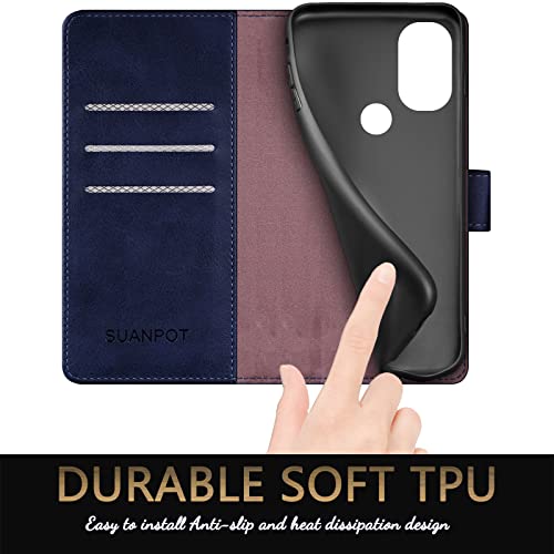 SUANPOT for Motorola(Moto G Power 2022) Wallet case 【RFID Blocking】 Credit Card Holder, Flip Folio Book PU Leather Phone case Shockproof Cover for Women Men Power2022 Blue - color: Blue