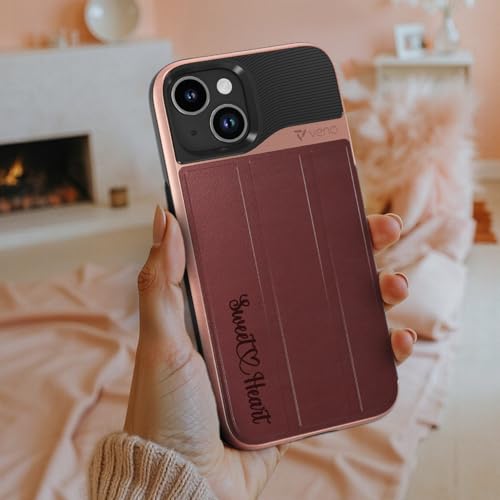 VENA vCommute VN2271VE Personalized Wallet Case for iPhone 15 Plus/14 Plus | Custom Engraved, Customized Name, Leather, Card Holder, Kickstand, Drop Protection, Compatible with iPhone 15 Plus, 14 Plus - color: Text Custom, size: iPhone 15 Plus / 14 Plus