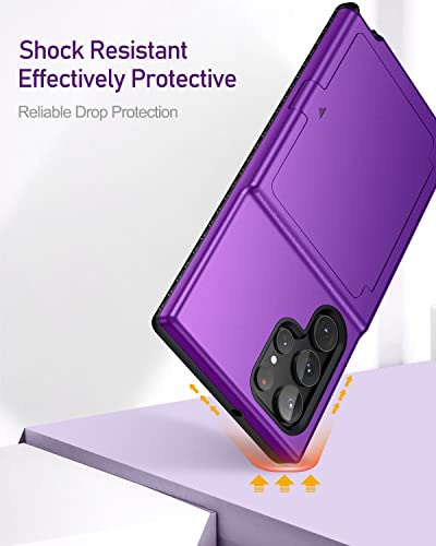 WeLoveCase for Samsung Galaxy S22 Ultra Wallet Case with Credit Card Holder & Hidden Mirror, All-Round Protection Shockproof Phone Cover Designed for Samsung Galaxy S22 Ultra, 6.8 Inch Purple - color: Purple