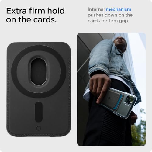 Spigen for MagSafe Wallet, Holds 2 Cards, Strong Magnet, Valentinus MagFit - color: PU Black, size: 2-Cards
