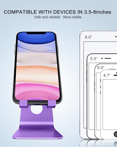 CreaDream Aluminum Cell Phone Stand, Adjustable Phone Holder for Desk - color: Dark Purple