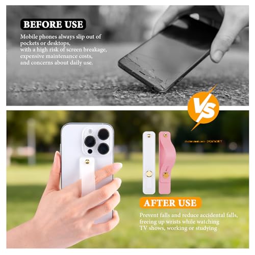 2-Pack White Silicone Phone Strap with Kickstand - Versatile Grip & Holder for Most Phones and Cases (Transparent * 1 + Light Pink * 1) - color: Transparent * 1 + Light Pink * 1