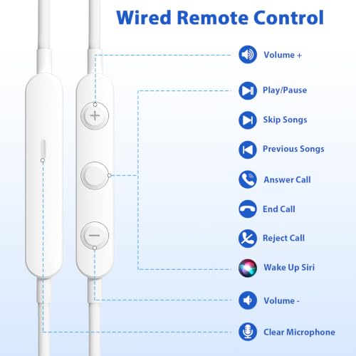 iMangoo for Apple MFi-Certified Lightning Wired Earbuds Headphones with Mic - color: White