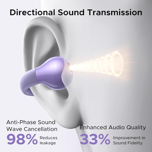 UGREEN HiTune S3 Open Ear Earbuds, Bluetooth 5.4, Clip on Earbuds, Purple - color: Purple