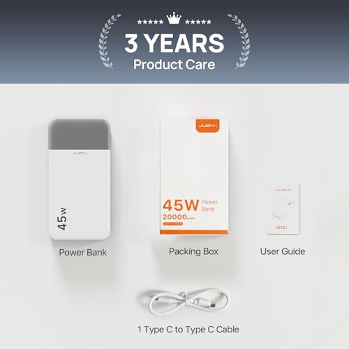 JUOVI Power Bank 45W 20000mAh Portable Charger - color: White