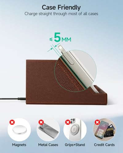 Fast Wireless Charging Station with Desk Organizer for iPhone 17/16/15/15 Pro/14/14 Pro Max/14 Pro/14 Plus/13/13 Pro Max/13 Pro/and iPhone 12/11 Series, Nightstand Desktop Organizer, Brown - color: Brown