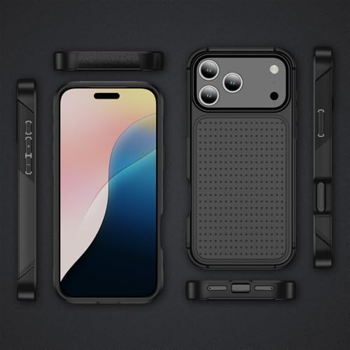 Designed for iPhone 17 Pro Max Case 2 in 1 Gift Militay Grade Drop Protective Rugged Heavy Duty Cover Shockproof Case for iPhone 17 Pro Max Phone Case for Women Men Boy Girl (Black) - color: Black