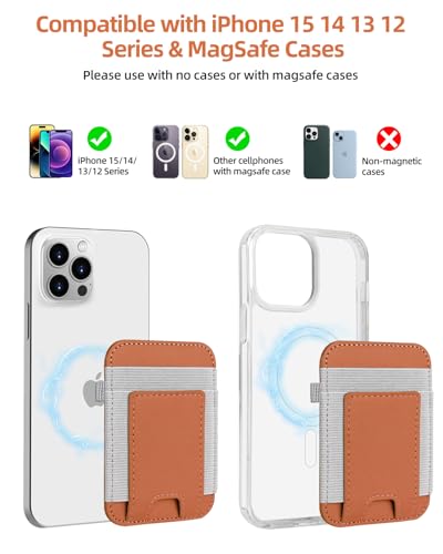 For Magsafe Wallet, 7 Card Holder, RFID Blocking, Strongest Magnet | Magnetic Wallet for iPhone 17/16/15/14/13/12 Series, Magnetic Card Holder with 2 Card Slots, Vegan Leather, Slim, Brown - color: Brown