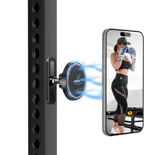 APPS2Car Gym Magnetic Phone Holder, Aluminum Alloy Base & Ball Joint, Black