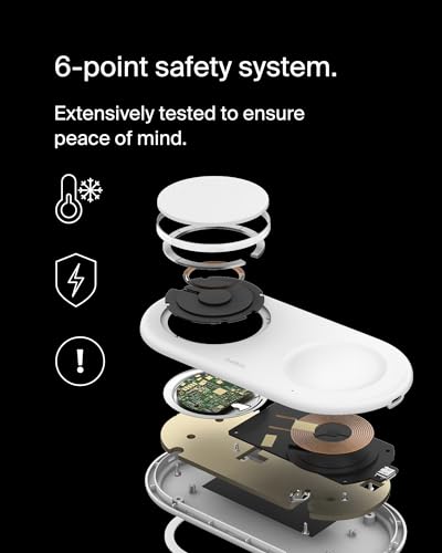 Belkin Qi2 15W Magnetic Wireless Charging Pad, 3 in 1 Fast Charger - color: White, style: 3 in 1