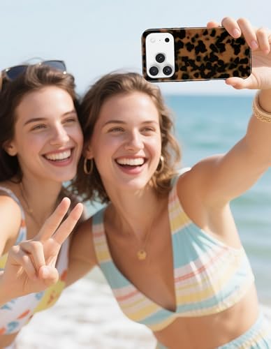 Jusy Magnetic Brown Tortoise Shell Phone Case for iPhone 16 Pro Max,Black | Compatible with MagSafe,Cute Aesthetic Cheetah Leopard Design,TPU and PC Protective Shockproof Cover - color: Black