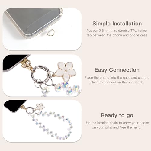 Long Pond Designer Cell Phone Wrist Strap, Anti-Lost Lanyard Wristlet Charm for iPhone 17 Pro Max&Most Cellphones, Detachable Bracelet - style: Crystal Pink