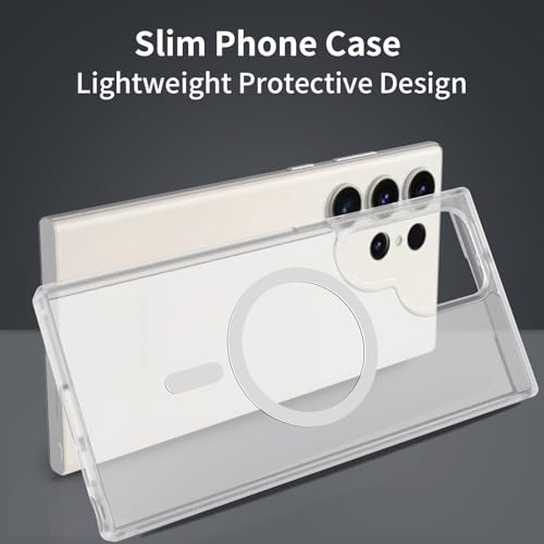 for Samsung Galaxy S23 Ultra Case Magnetic, Compatible with Magsafe 6.8-Inch Slim Fit Heavy Duty Protection Wireless Charging Lightweight Shockproof Anti-Slip Protective Phone Cover, Matte Clear - color: Matte Clear Magnetic