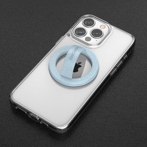 Encased Magnetic Phone Grip Holder (Compatible with MagSafe) Thin Silicone Finger Loop Ring for iPhone (Blue Glitter) - color: Blue Glitter