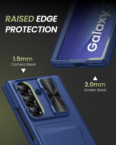 for Samsung Galaxy Z Fold 7 Case Stand, Built-in & Camera Cover & Card Holder & Hinge Protection & Screen Protector, Wallet Rugged Full Body Protective Phone Case for Galaxy Z Fold 7 2025, Blue - color: Blue-Z