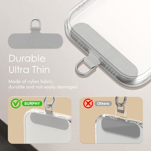 SURPHY Phone Charm, Handmade Beaded Phone Wrist Strap with Tether Tab - color: A- Pearl Silver