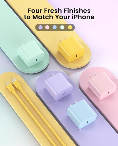 iPhone Charger Fast Charging, USB C Charger Block, 6FT/10FT Lightning Cable - color: yellow